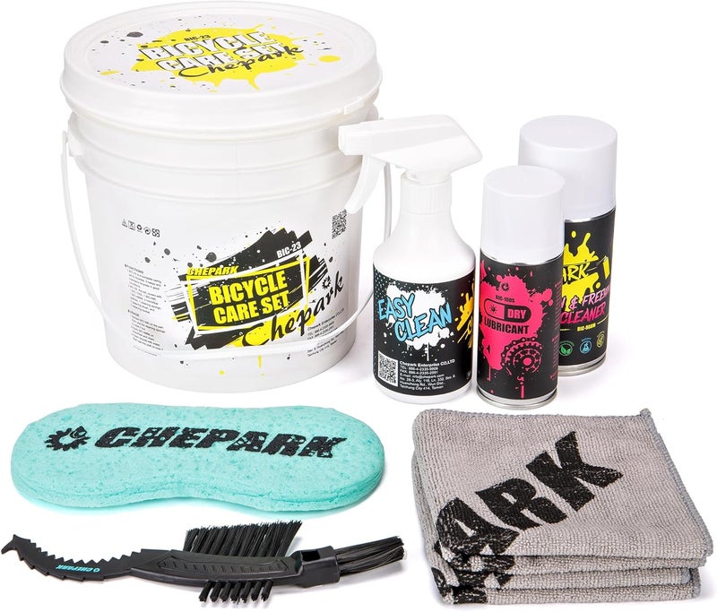 CHEPARK Cleaning Kit-Bike Wash & Drivetrain Essentials Kit with bike clean,Bicycle Degreaser,dry Lubricant,Cleaning Brush Tool-Bike Maintenance for Mountain Road Gravel Bikes - Image 1